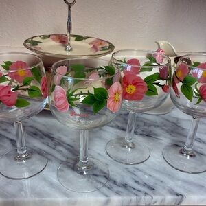 Set of 4 Franciscan Desert Rose Goblet / Wine Glass
